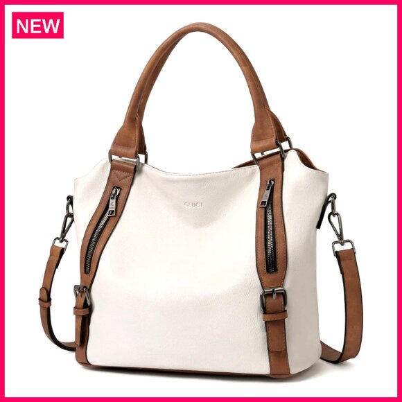 Large Vegan Leather Hobo Bag with Multiple Pockets Adjustable Strap Water